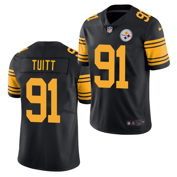 Men's Pittsburgh Steelers #91 Stephon Tuitt Black Color Rush Limited Stitched NFL Jersey Men's Pittsburgh Steelers #91 Stephon Tuitt Black Color Rush Limited Stitched NFL Jersey